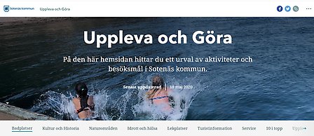Skärmdump av Uppleva & Göra-hemsidan.